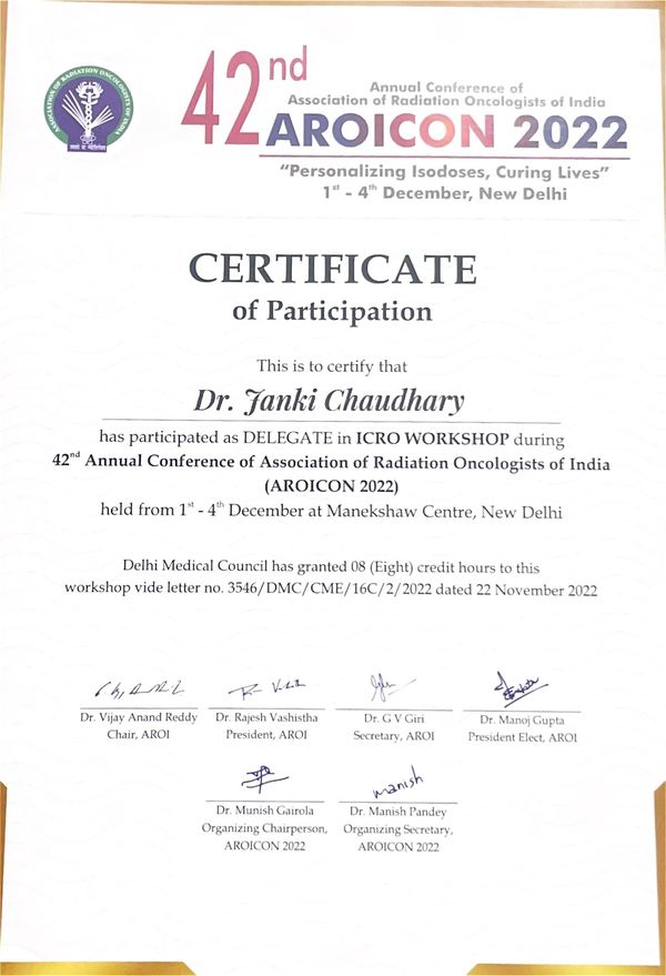 AROICON 2022 Certificate