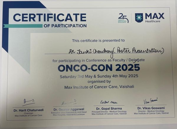 Max ONCO-CON 2025 Certificate